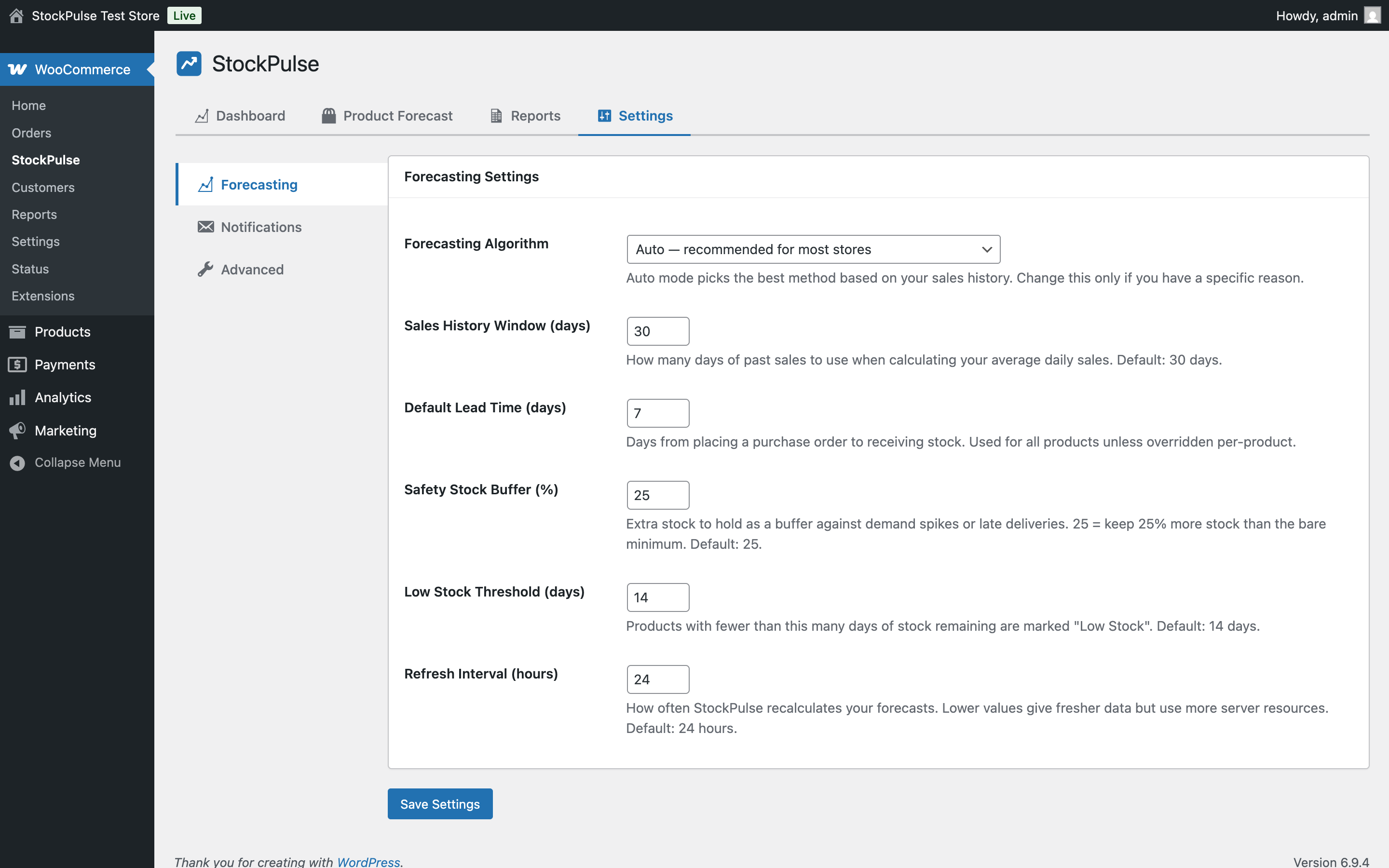 StockPulse Settings